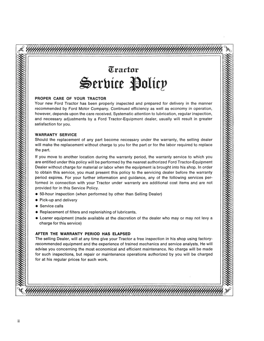 New Holland Ford 8000 Tractor Operator's Manual preview page 4