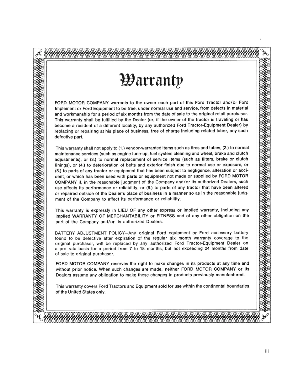 New Holland Ford 8000 Tractor Operator's Manual preview page 5