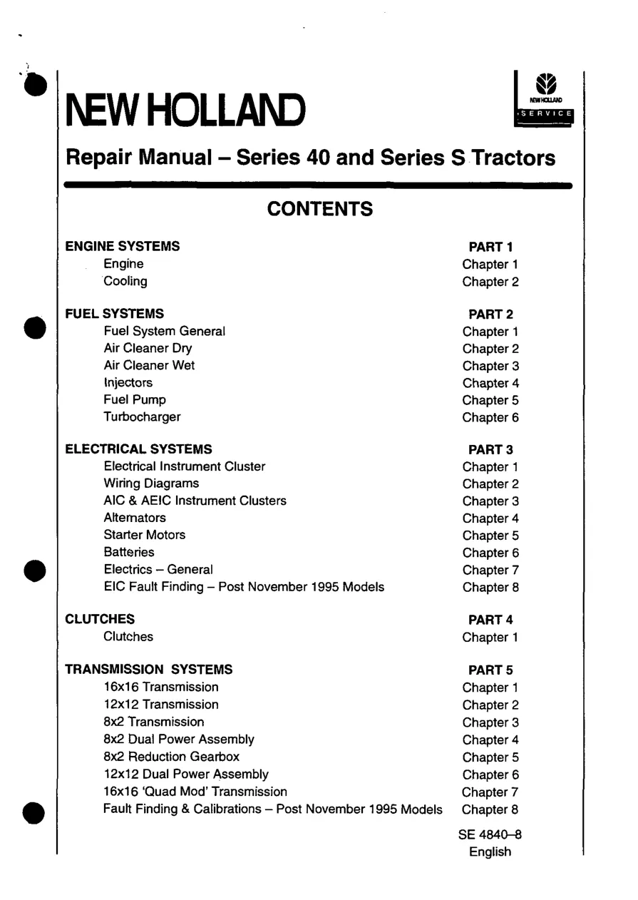 New Holland Ford 8240 tractor Service & Repair Manual preview page 4