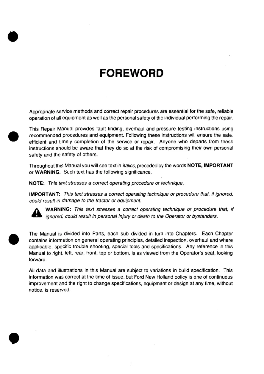 New Holland Ford 8240 tractor Service & Repair Manual preview page 6