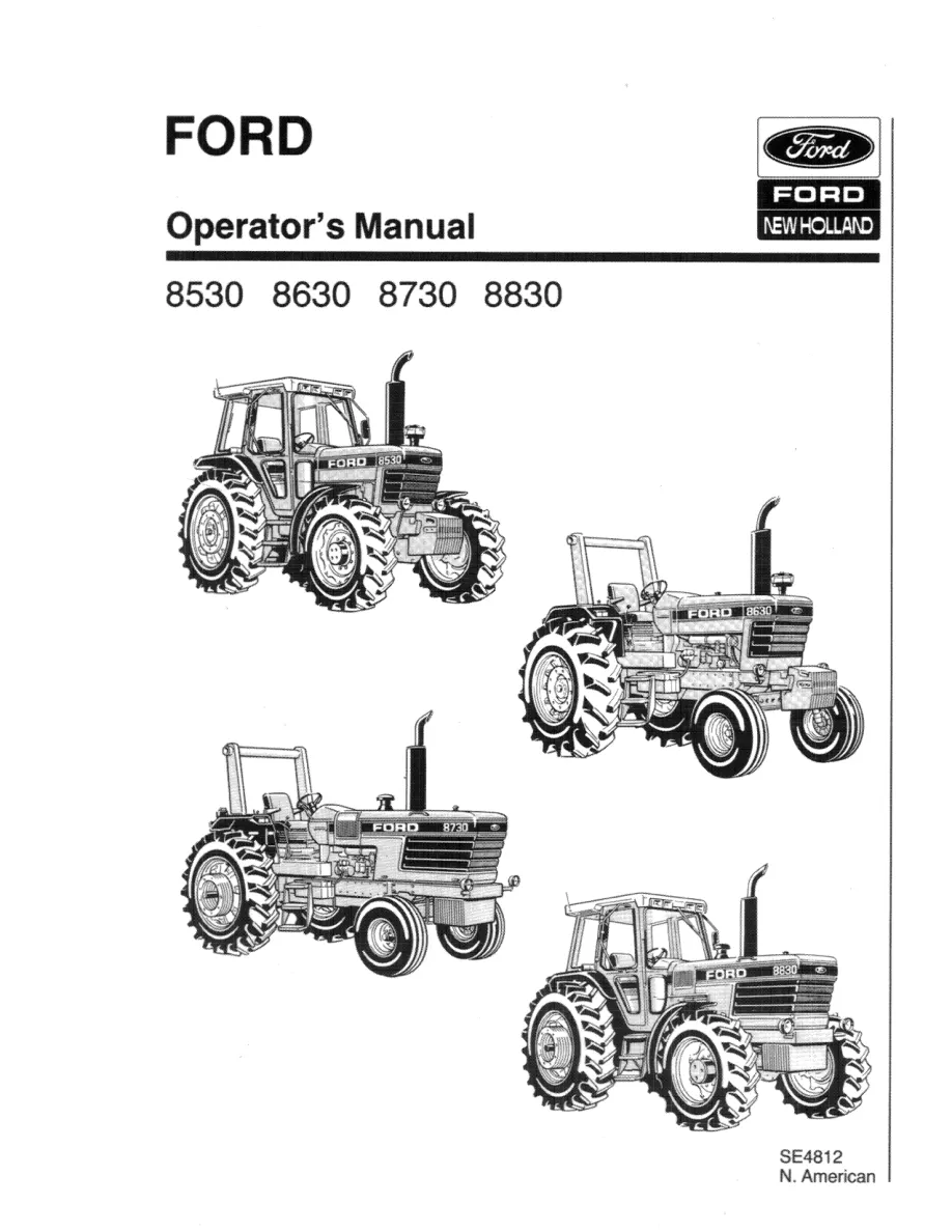 New Holland Ford 8530 8630 8730 8830 Tractor Operator's Manual preview page 1