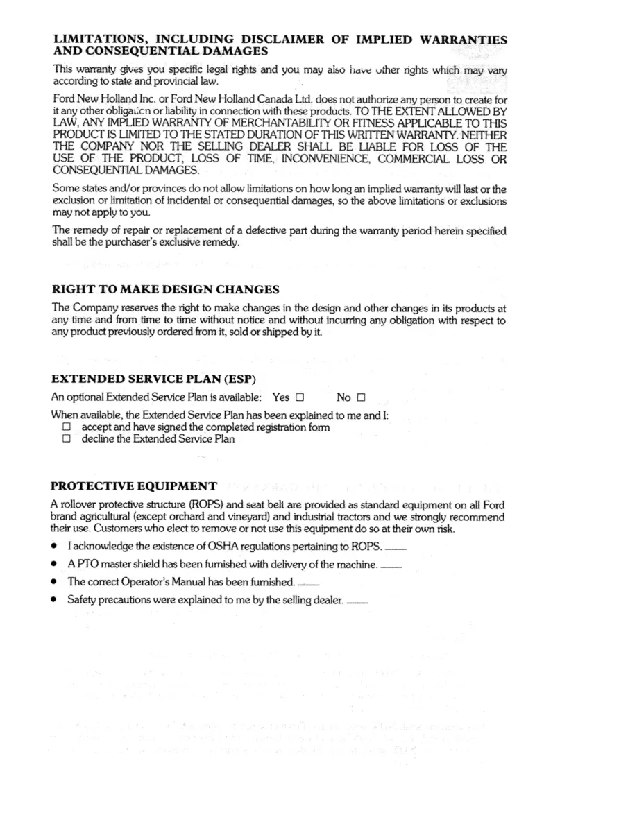 New Holland Ford 8530 8630 8730 8830 Tractor Operator's Manual preview page 6