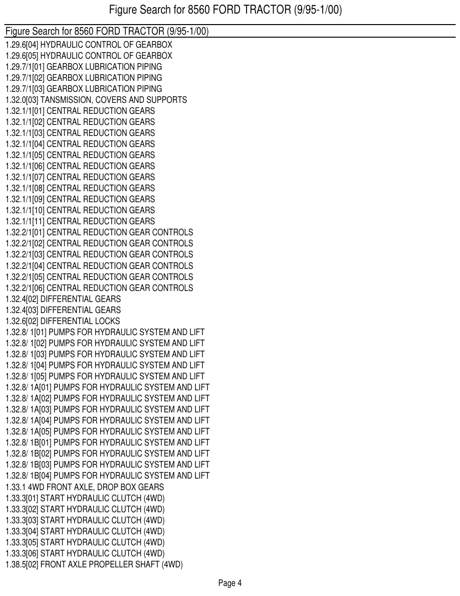 New Holland Ford 8560 Tractor Master Parts Manual preview page 6