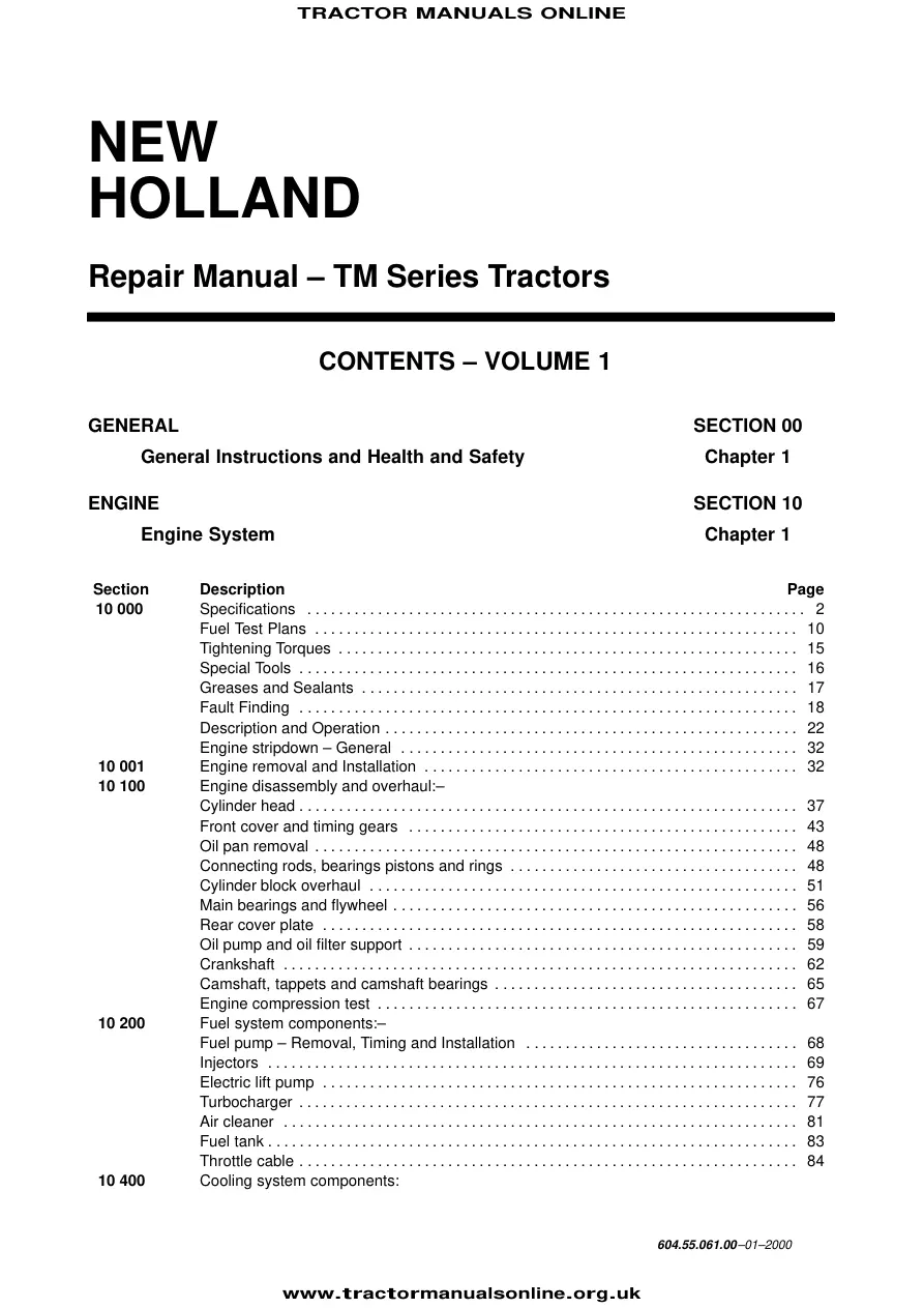 New Holland -Ford TM165 Tractor Service & Repair Manual preview page 2
