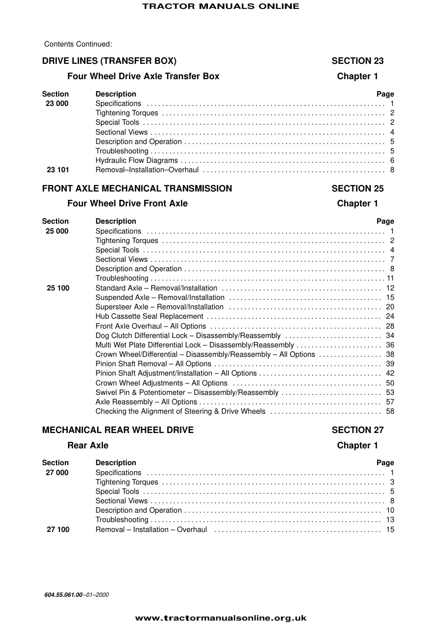 New Holland -Ford TM165 Tractor Service & Repair Manual preview page 5