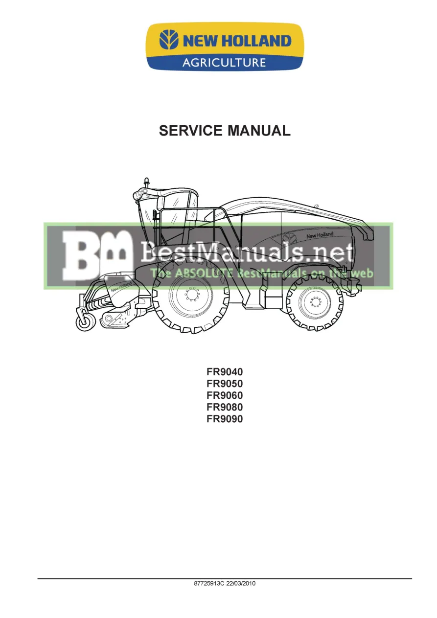 New Holland FR9000 Series Forage Harvester Service & Repair Manual preview page 1