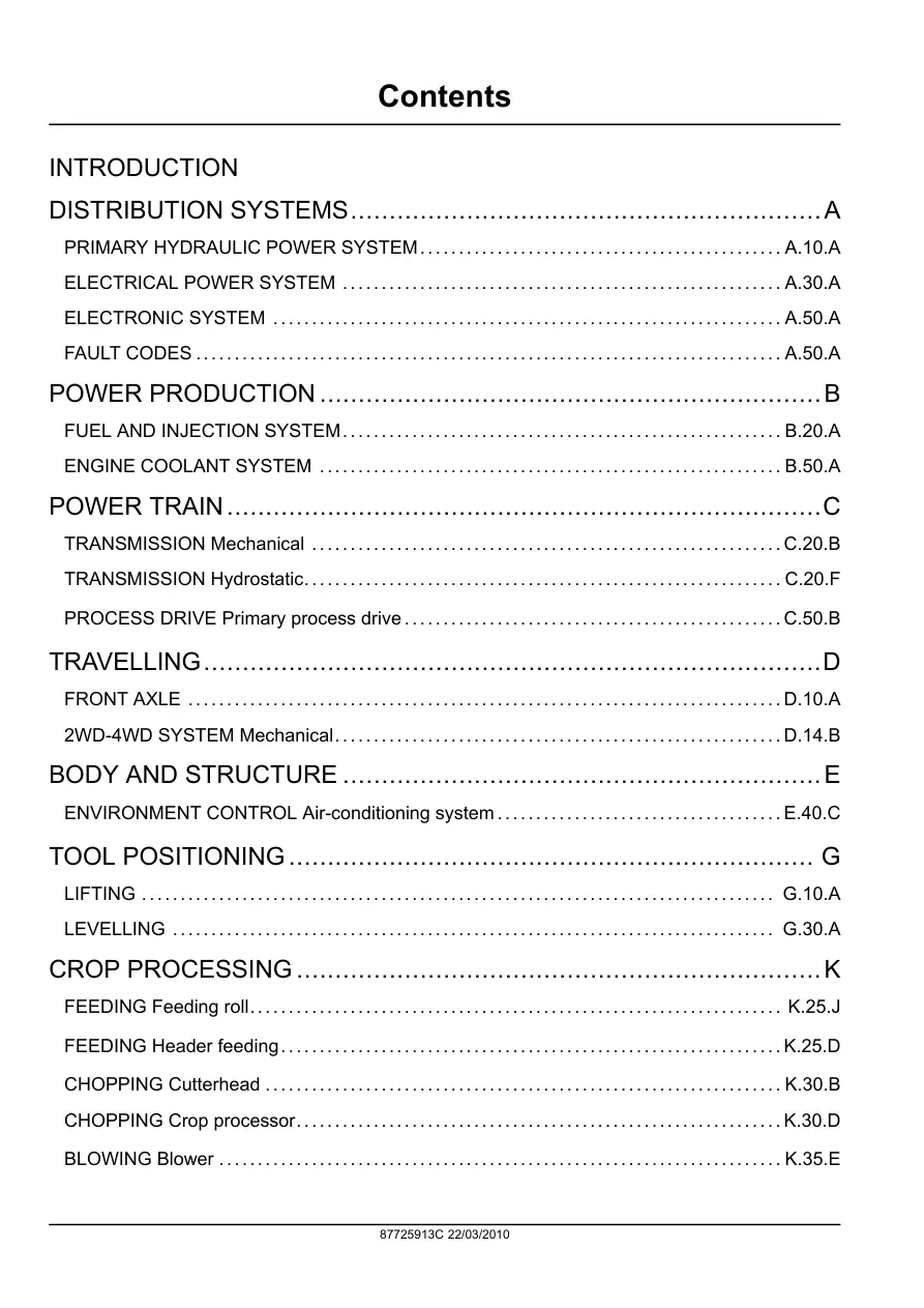 New Holland FR9000 Series Forage Harvester Service & Repair Manual preview page 2