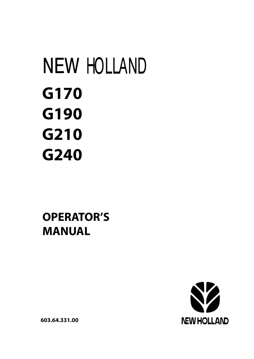 New Holland G170 G190 G210 G240 Tractor Operator's Manual preview page 1