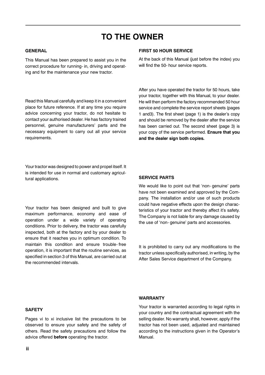 New Holland G170 G190 G210 G240 Tractor Operator's Manual preview page 4