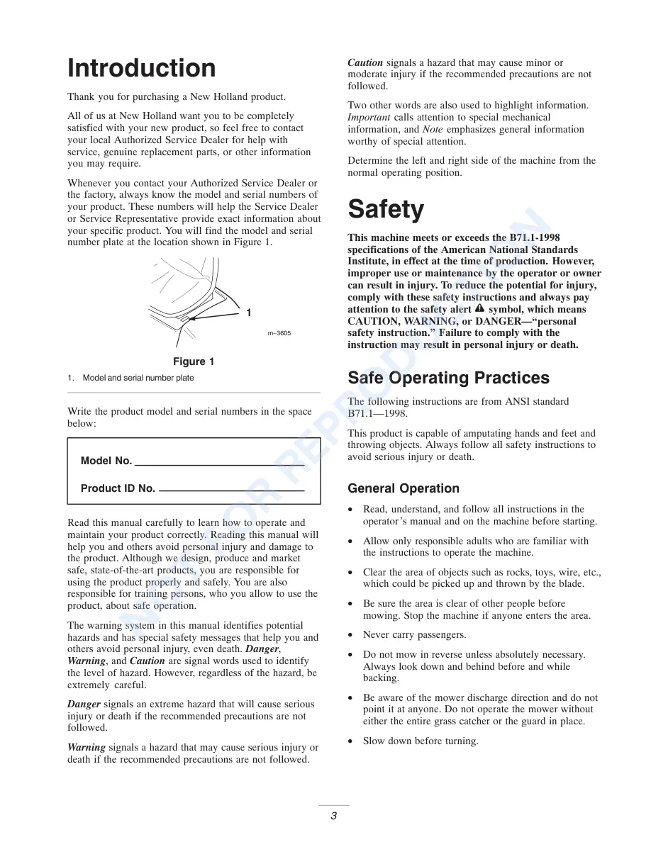New Holland GT20A GT22A Garden Tractor Operator's Manual preview page 3