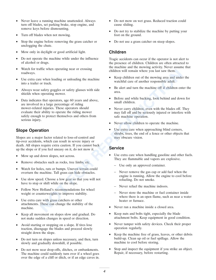 New Holland GT20A GT22A Garden Tractor Operator's Manual preview page 4