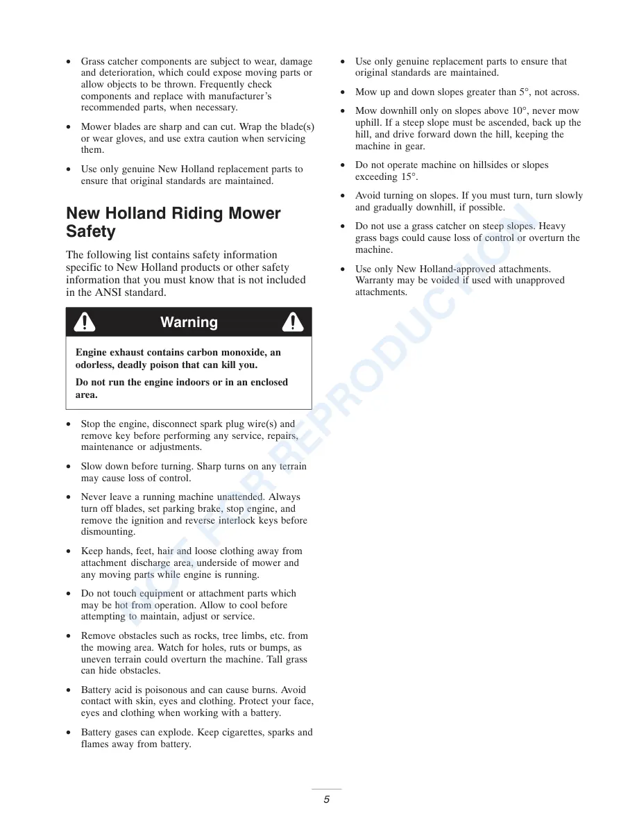 New Holland GT20A GT22A Garden Tractor Operator's Manual preview page 5