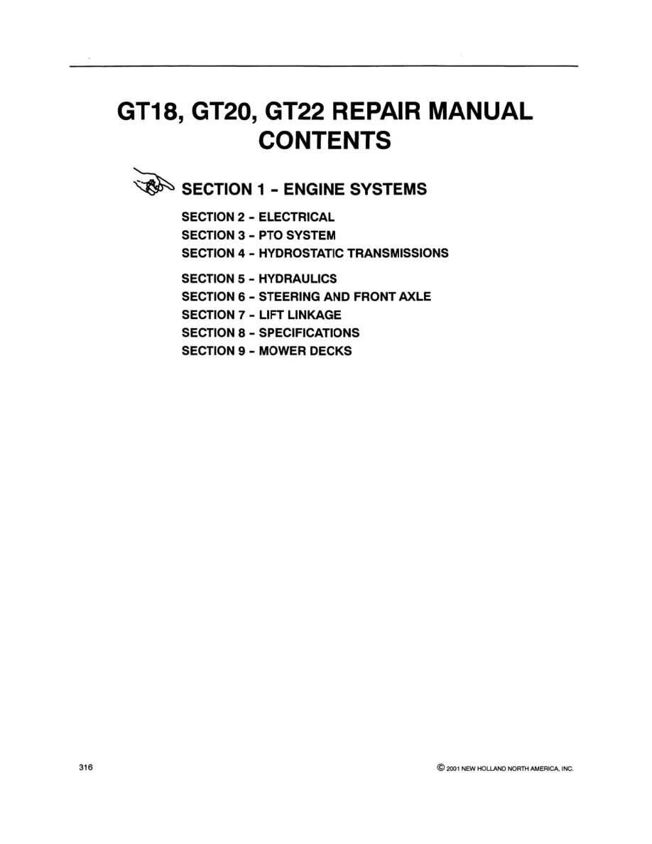 New Holland GT20A GT22A Tractor Service & Repair Manual preview page 4