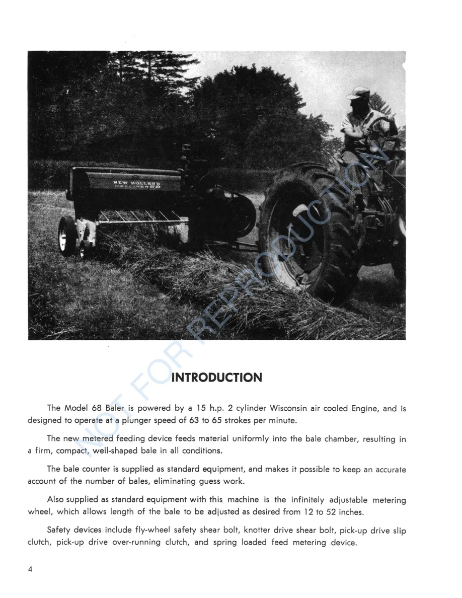 New Holland S68 Super Hayliner Baler Operator's Manual preview page 4
