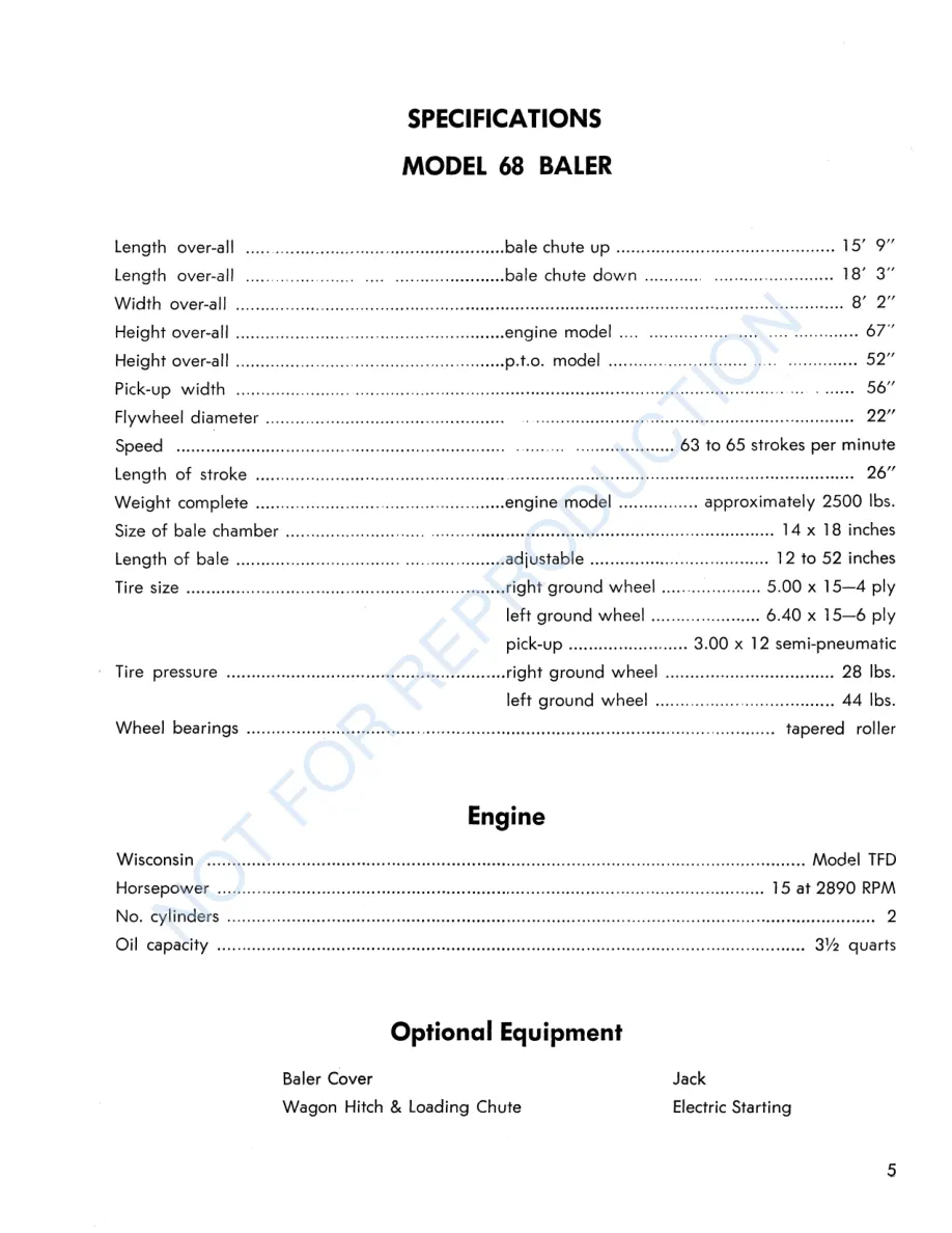 New Holland S68 Super Hayliner Baler Operator's Manual preview page 5