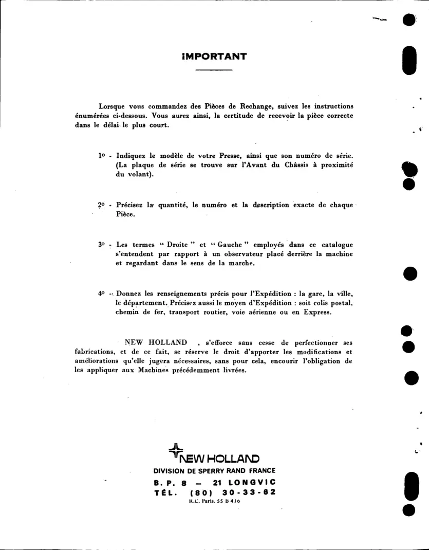 New Holland Spare Baler Parts Manual preview page 2