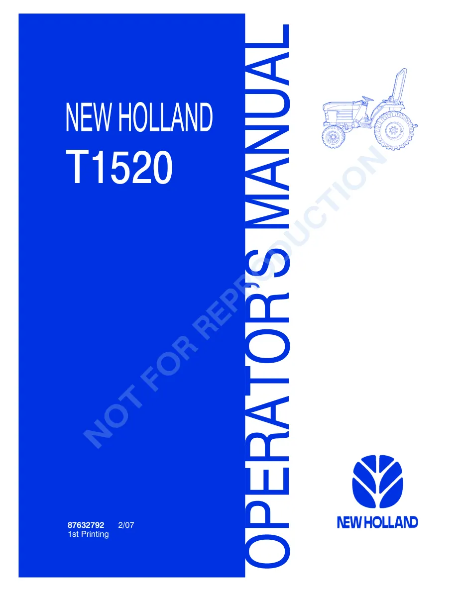 New Holland T1510 T1520 Tractor Service & Repair Manual preview page 1
