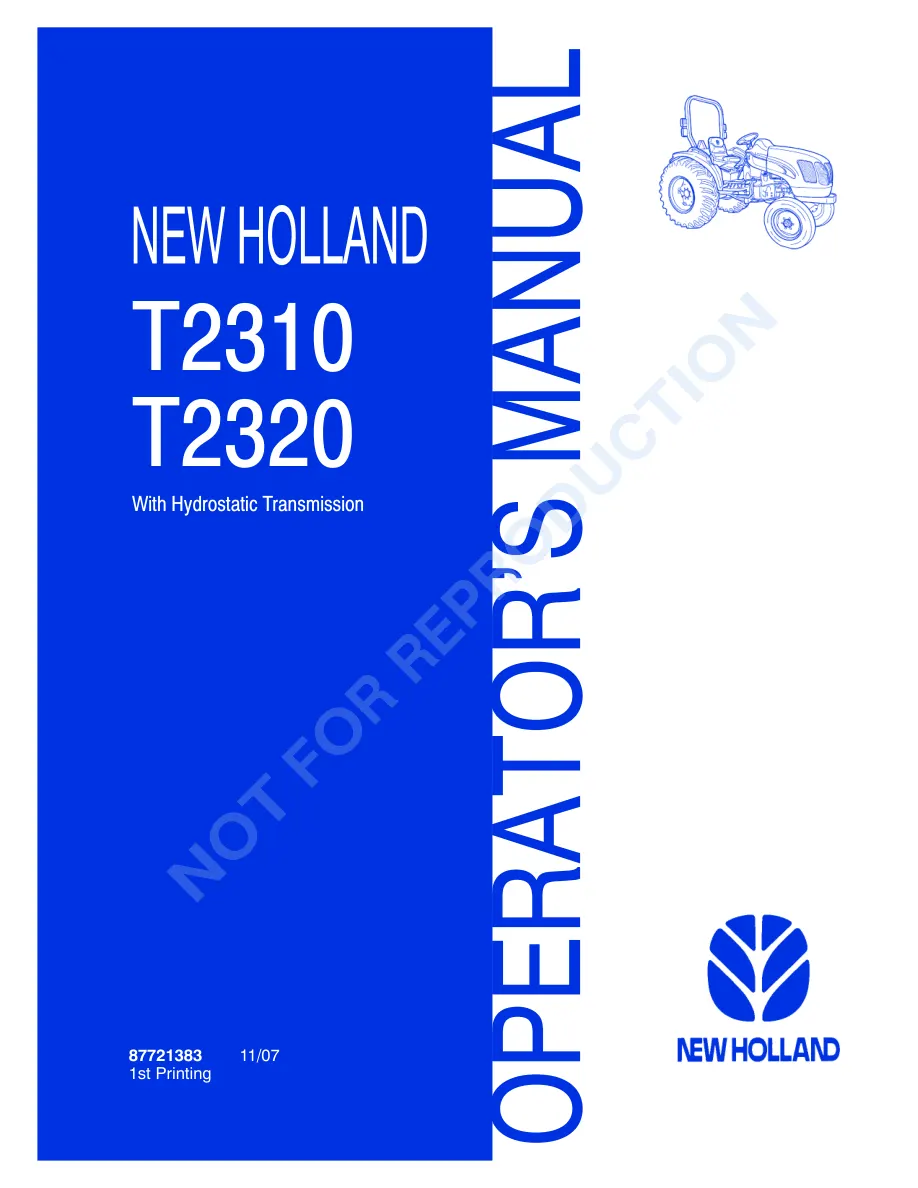 New Holland T2310 T2320 Tractor With Hydrostatic Transmission Operator's Manual preview page 1