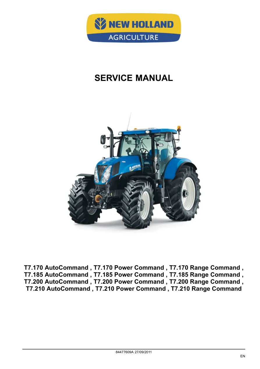 New Holland T7.170 & T7.185 T7.200 T7.210 Tractor Service & Repair Manual preview page 2