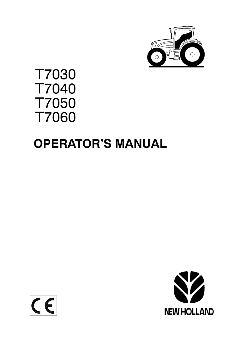 New Holland T7000 series T7030 T7040 T7050 T7060 Tractor Operator's Manual preview page 1