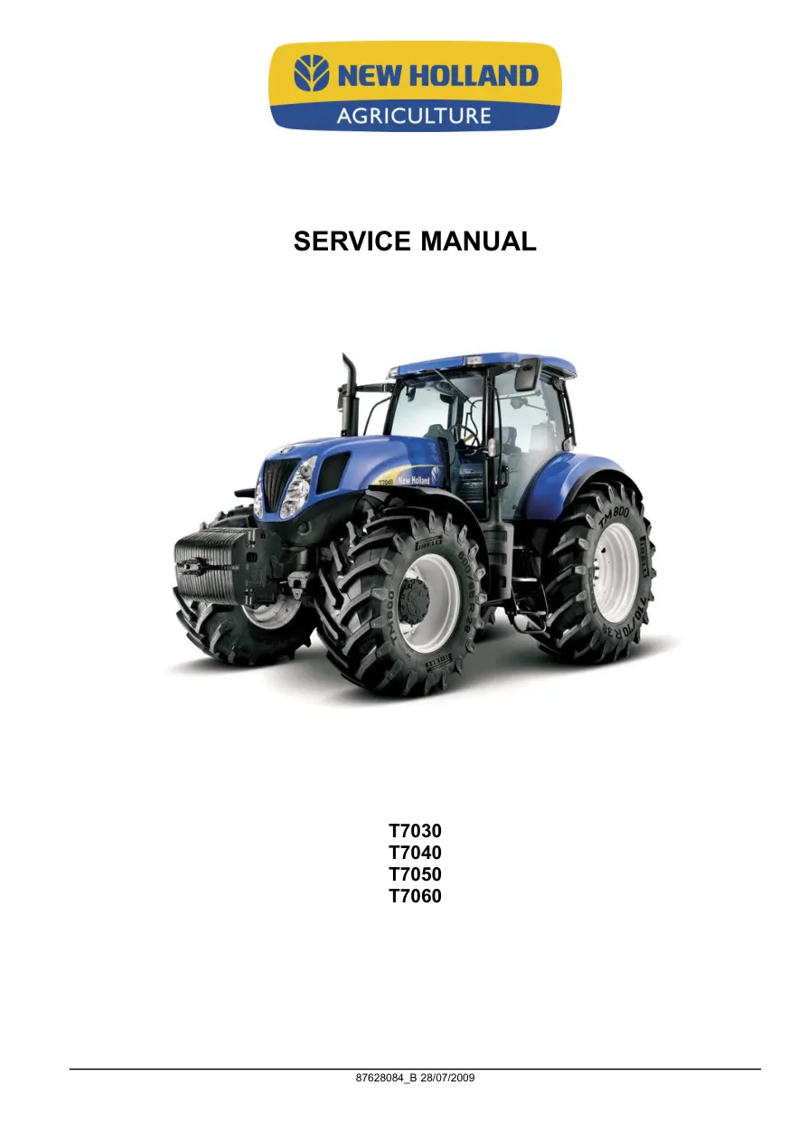 New Holland T7030/T7040/T7050/T7060 Tractors Service & Repair Manual preview page 1