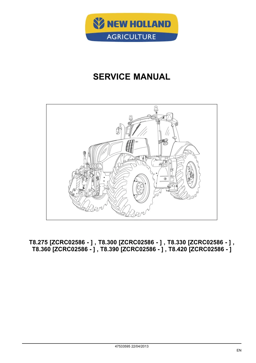 New Holland T8.360 Tractor Service & Repair Manual preview page 2