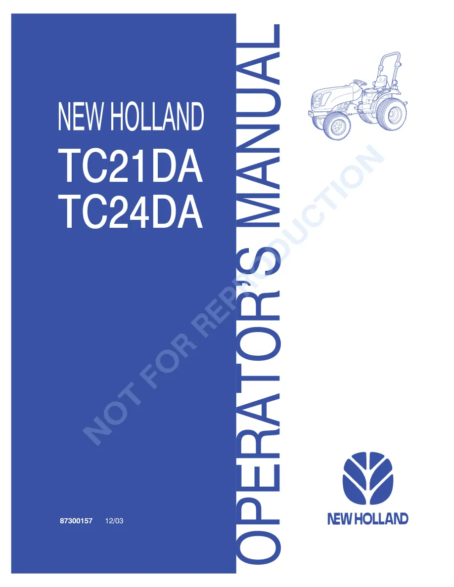 New Holland TC21D TC24D Tractor Operator's Manual preview page 1