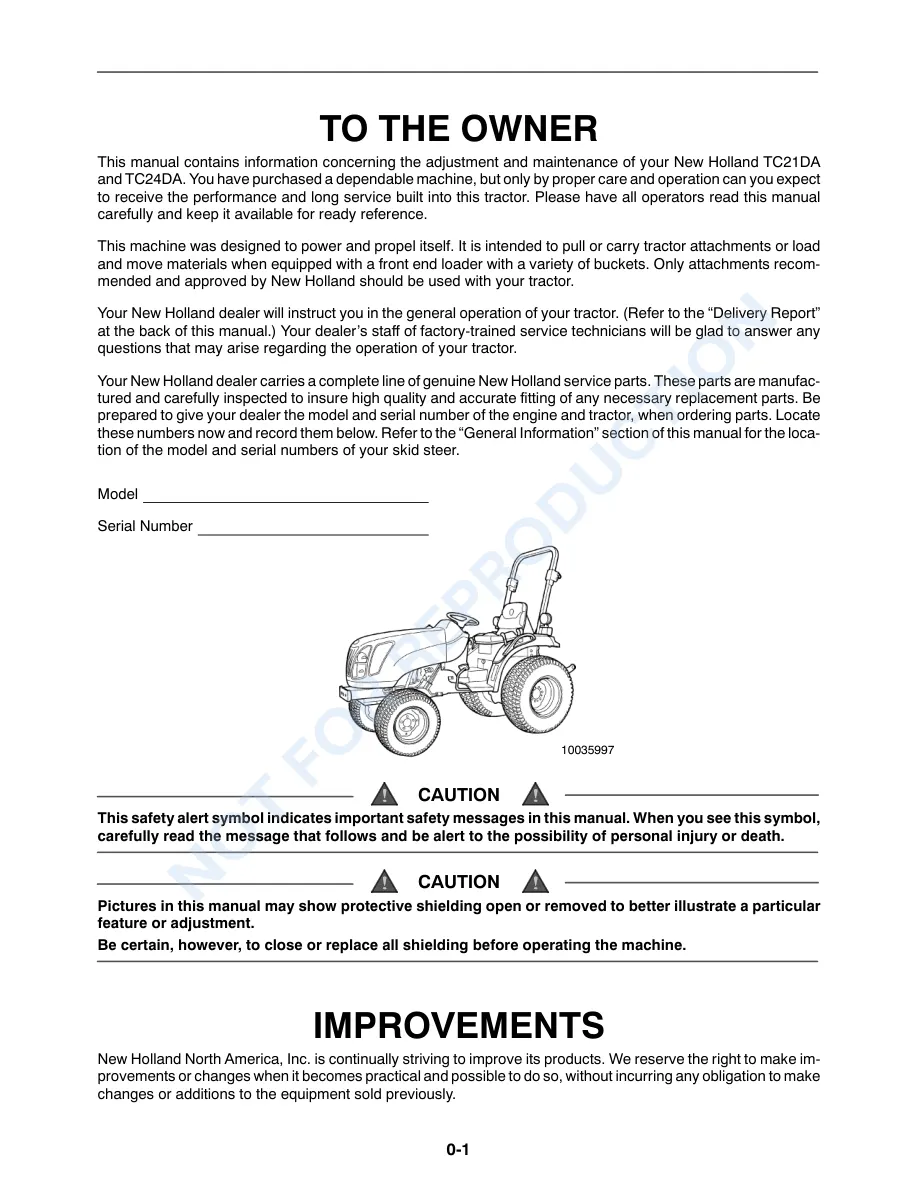 New Holland TC21D TC24D Tractor Operator's Manual preview page 2