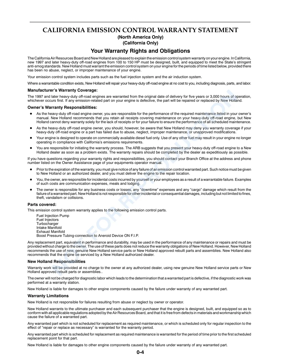 New Holland TC21D TC24D Tractor Operator's Manual preview page 5