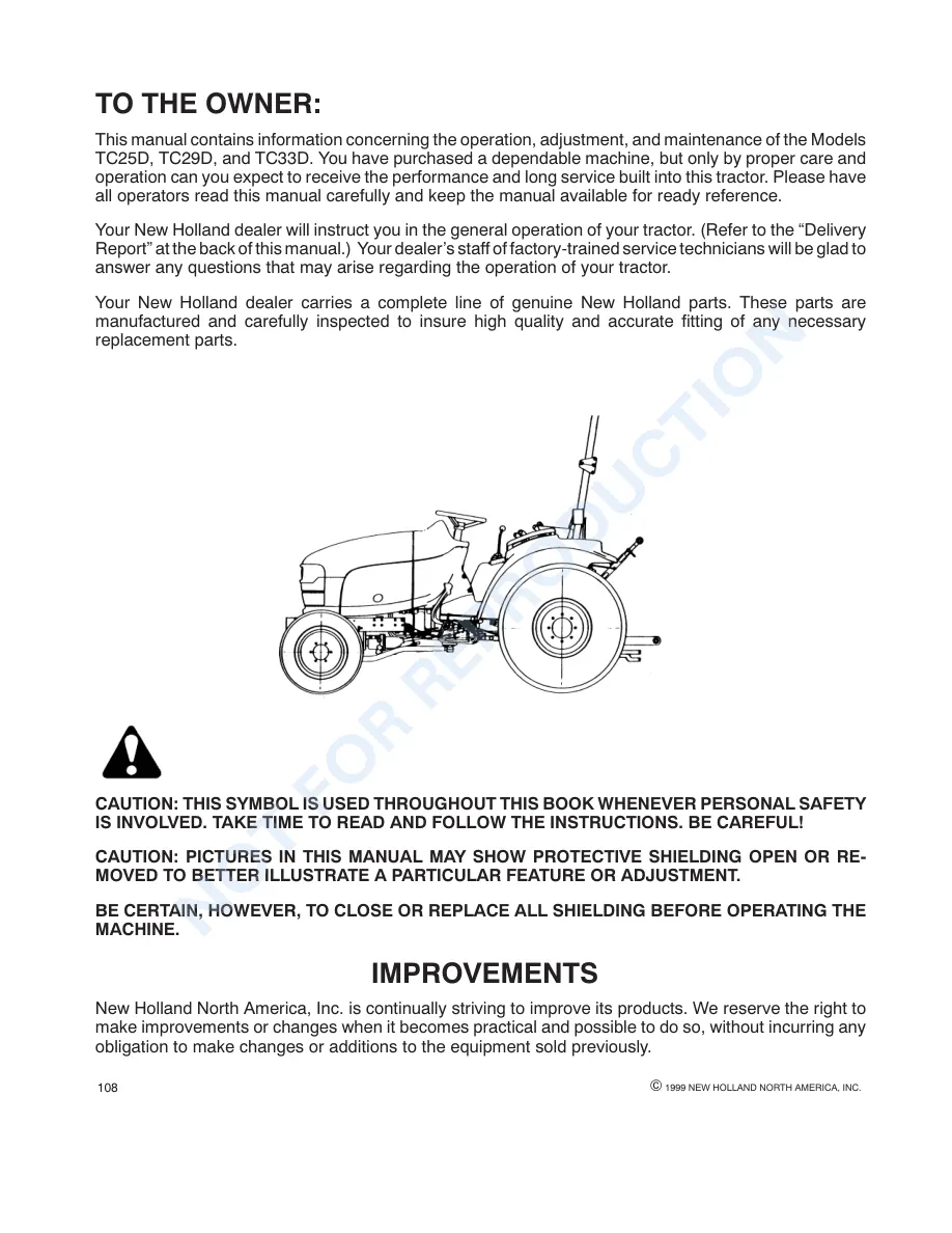 New Holland TC33 TC33D Tractor Service & Repair Manual preview page 2