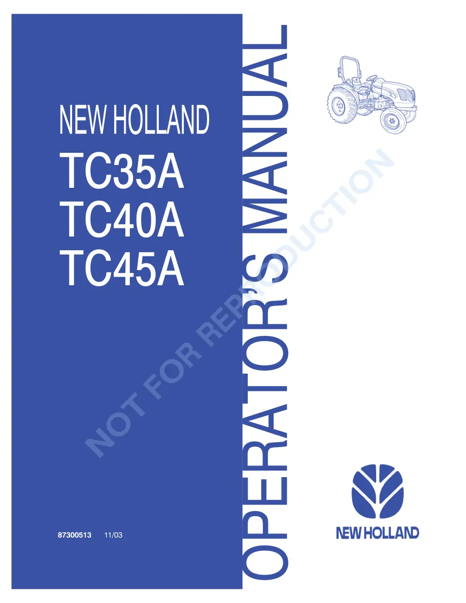 New Holland TC35A TC40A TC45A Tractor Operator's Manual preview page 1