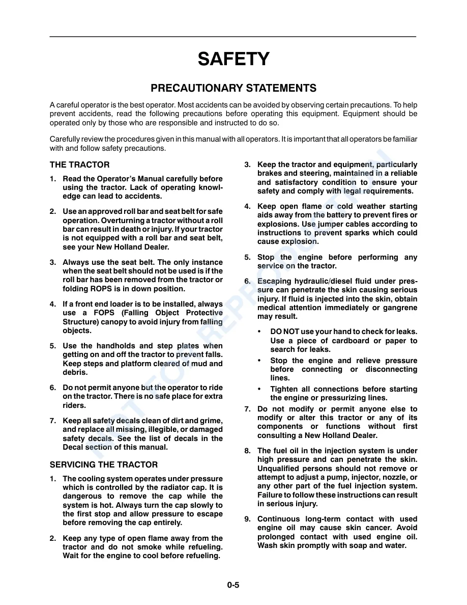 New Holland TC35A TC40A TC45A Tractor Operator's Manual preview page 6