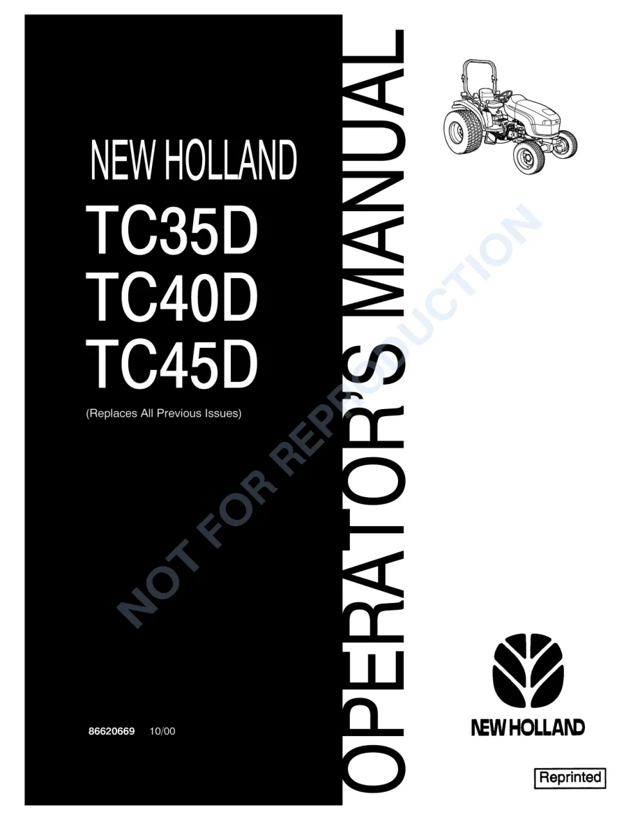 New Holland TC35D TC40D TC45D Tractor Operator's Manual preview page 1