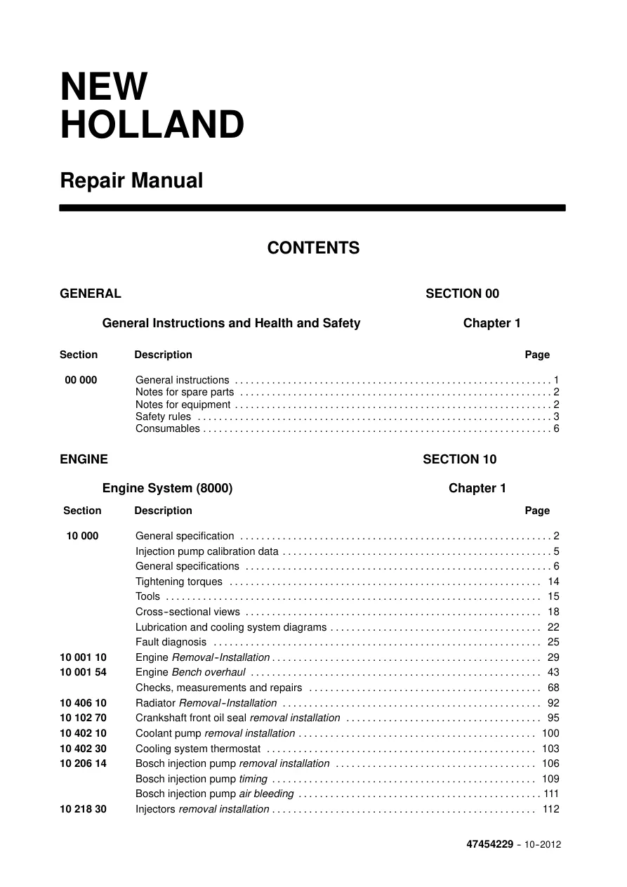 New Holland TD5.65 TD5.75 TD5.80 TD5.90 TD5.100 TD5.110 Tractor Service & Repair Manual preview page 3