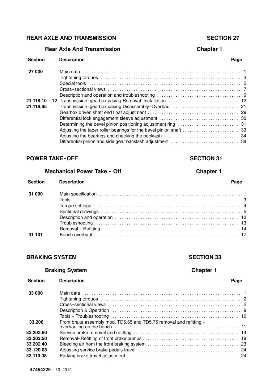 New Holland TD5.65 TD5.75 TD5.80 TD5.90 TD5.100 TD5.110 Tractor Service & Repair Manual preview page 6