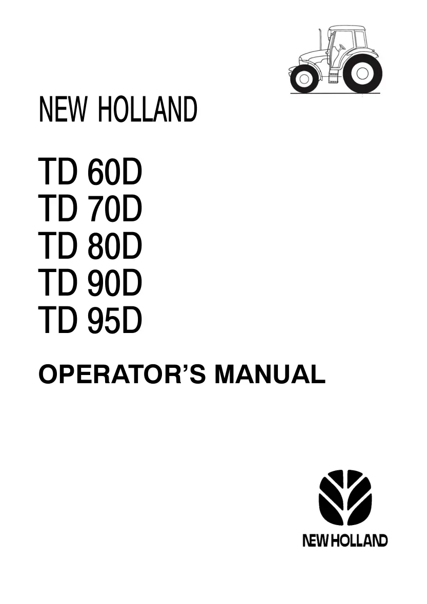 New Holland TD60D TD70D TD80D TD90D TD95D Tractor Operator's Manual preview page 1