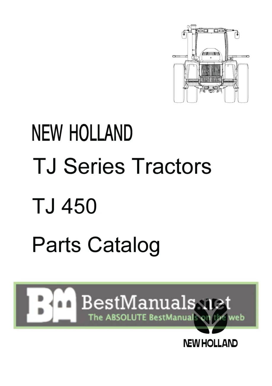 New Holland TJ450 Ag Tractor Parts Manual preview page 1