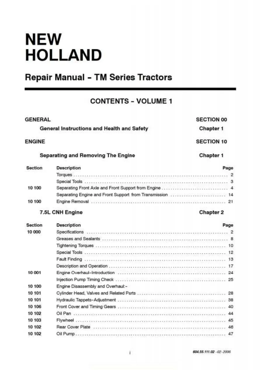 New Holland TM120 TM130 TM140 TM155 TM175 TM190 Tractor Service & Repair Manual preview page 2