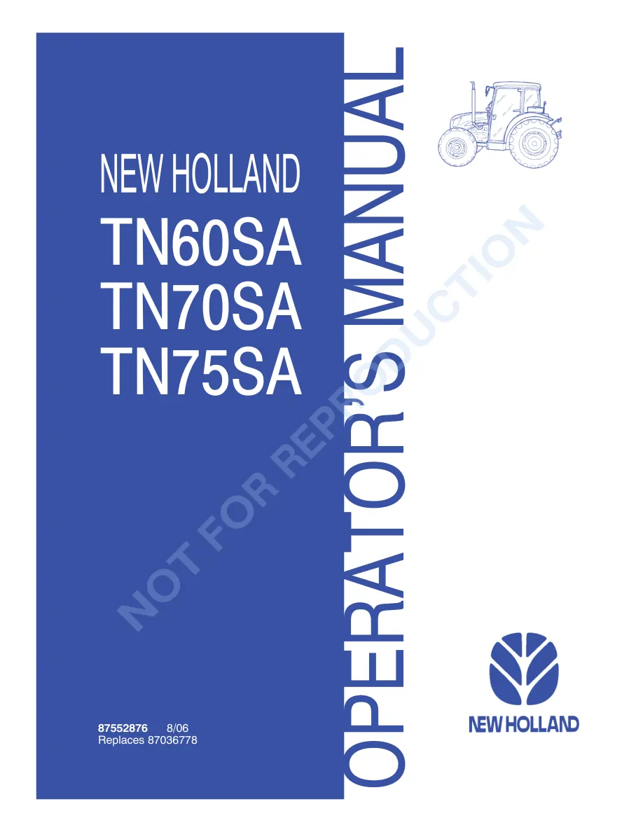 New Holland TN60SA TN70SA TN75SA Tractor Operator's Manual preview page 1