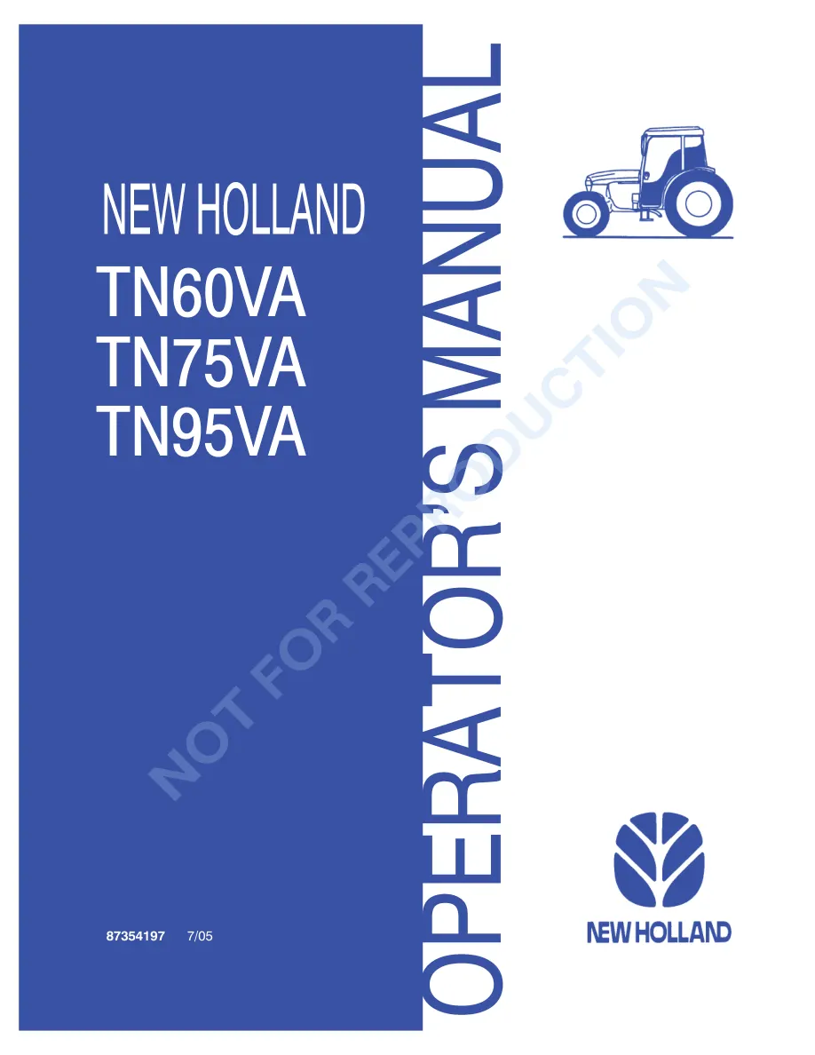 New Holland TN60VA TN75VA TN95VA Tractor Operator's Manual preview page 1
