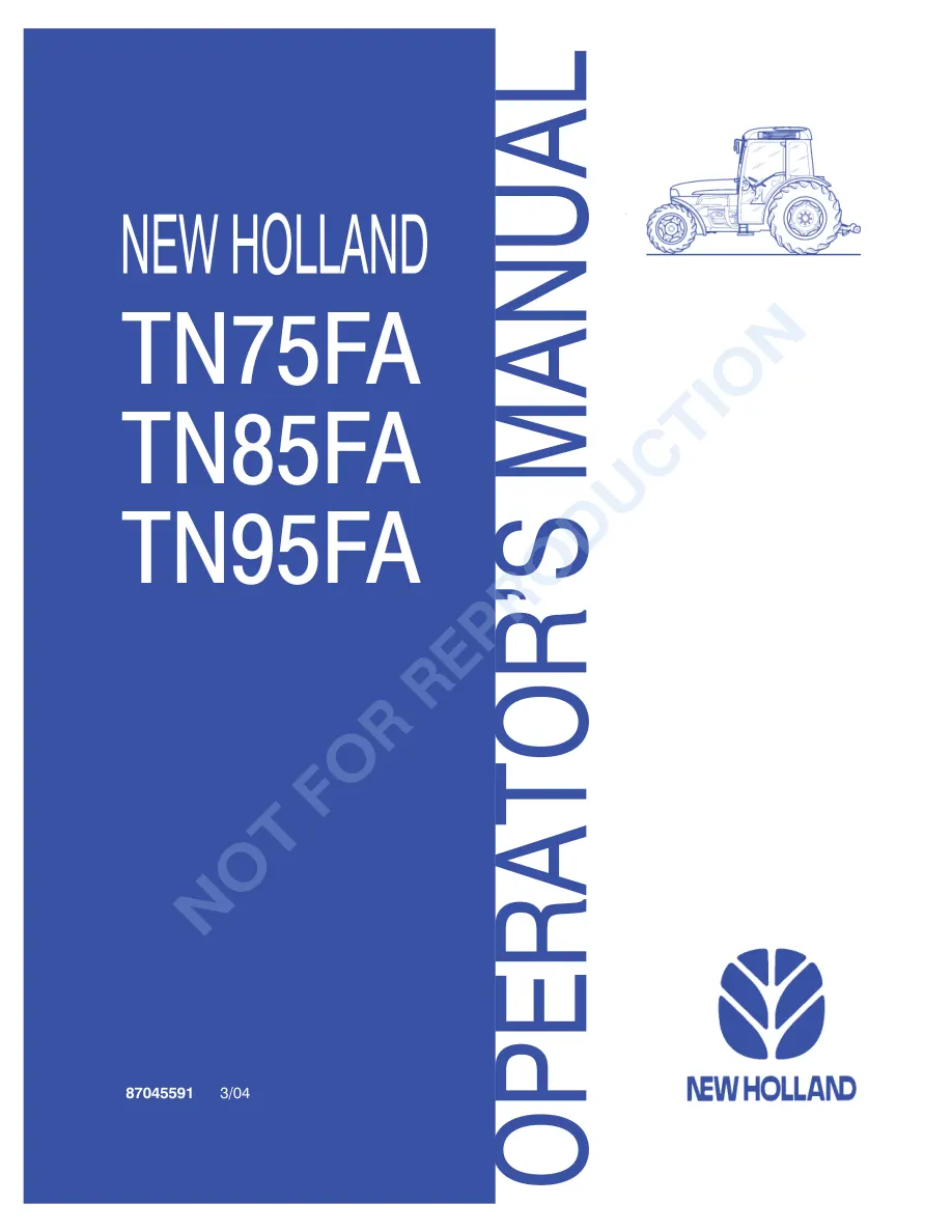New Holland TN75FA TN85FA TN95FA Tractor Spanish Operator's Manual preview page 1
