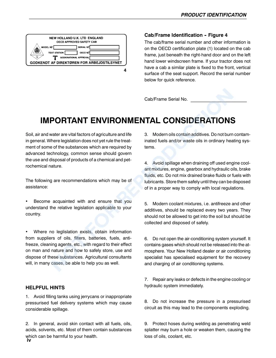 New Holland TS90 TS100 TS110 TS115 Synchro COMMand Electroshift With Power Shuttle Tractor Operator's Manual preview page 6