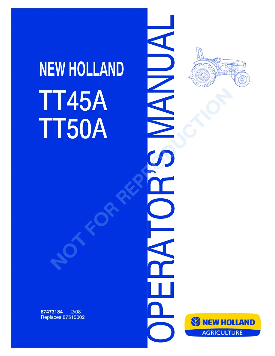 New Holland TT45A TT50A Tractor Operator's Manual preview page 1
