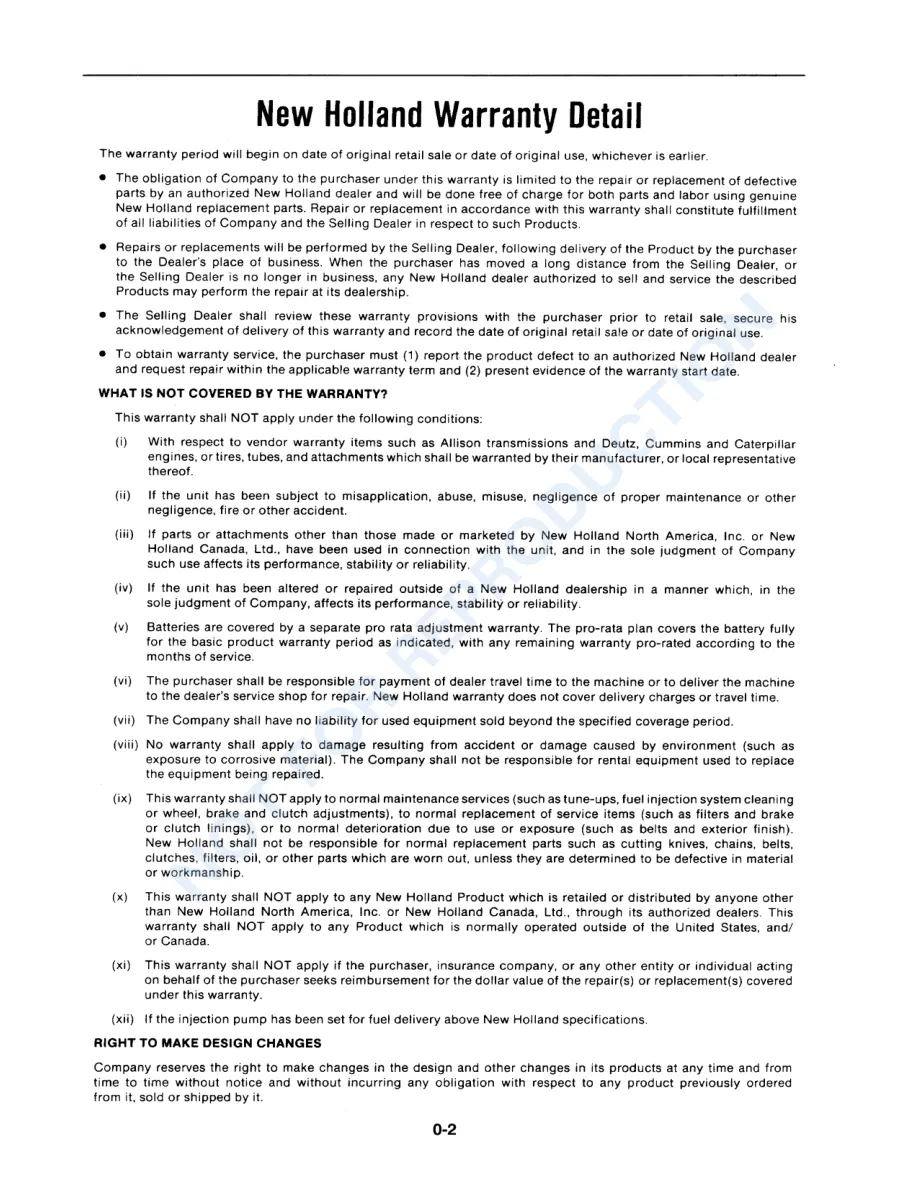 New Holland TX66 TX68 Combine Operator's Manual preview page 4