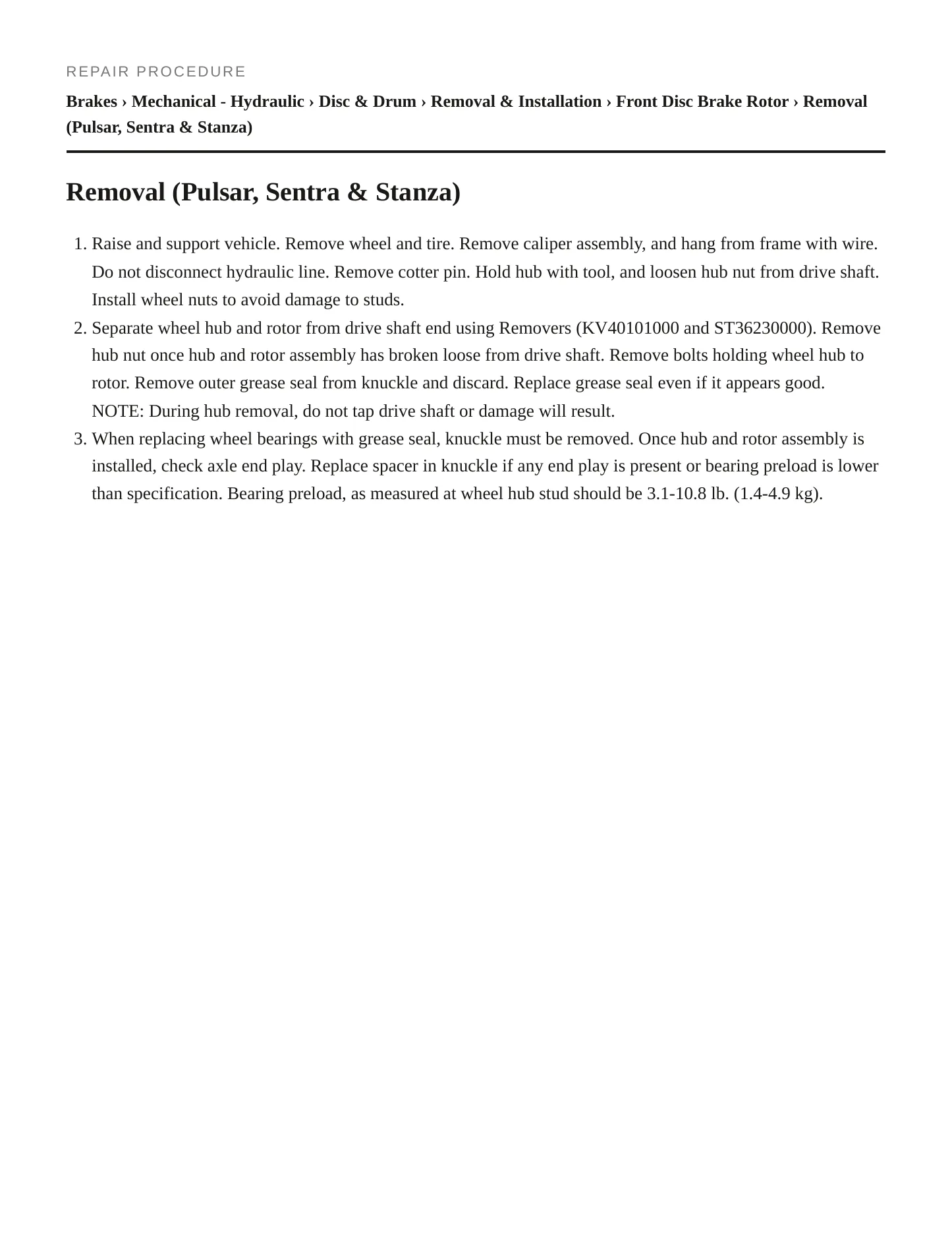 1984 Nissan Sentra Service and Repair Manual preview page 3