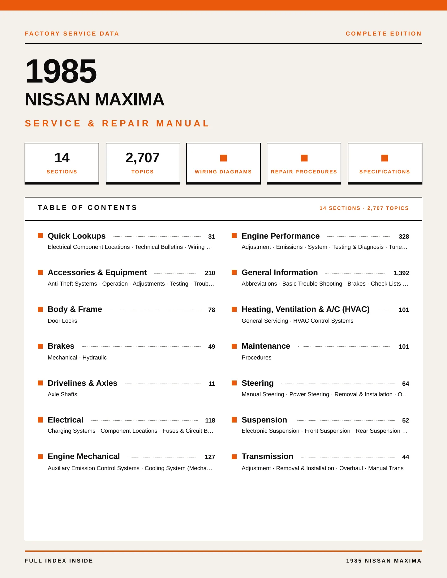 1985 Nissan Maxima service manual page 1