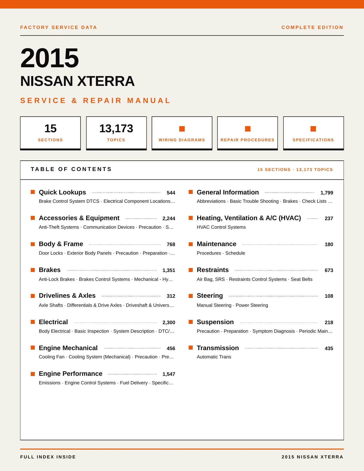 2015 Nissan Xterra service manual page 1