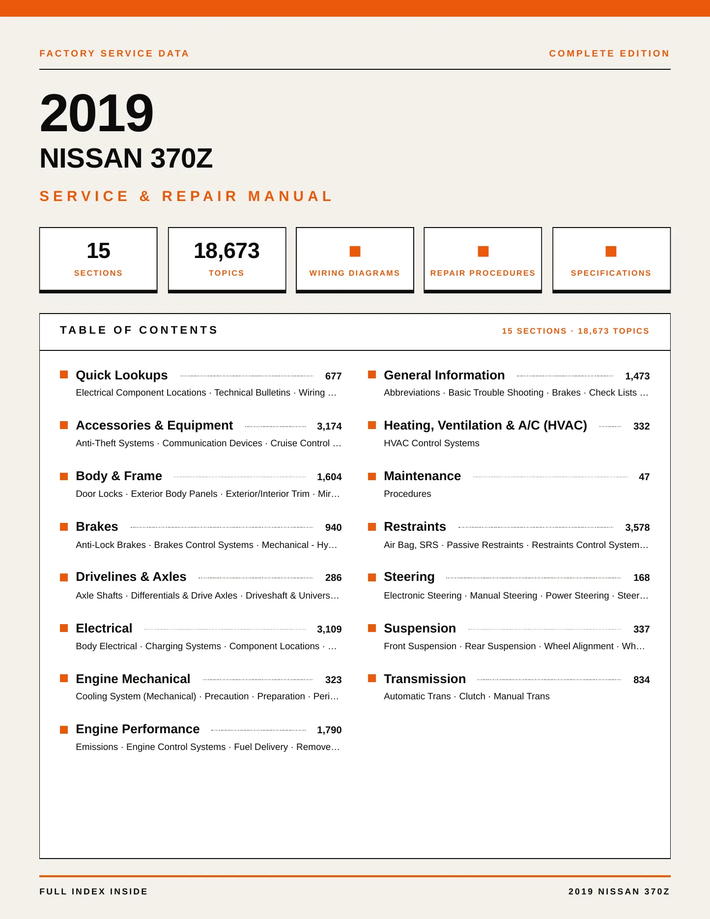 2019 Nissan 370Z Service and Repair Manual preview page 1