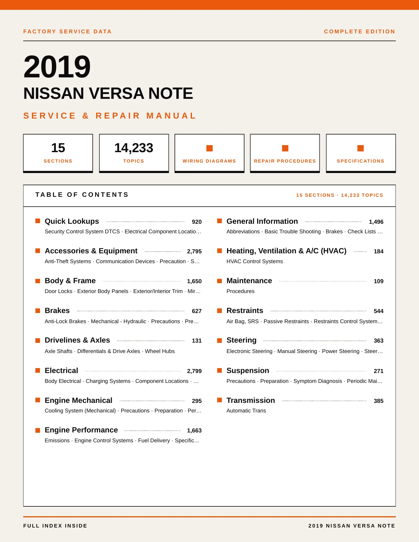 2019 Nissan Versa Note service manual page 1