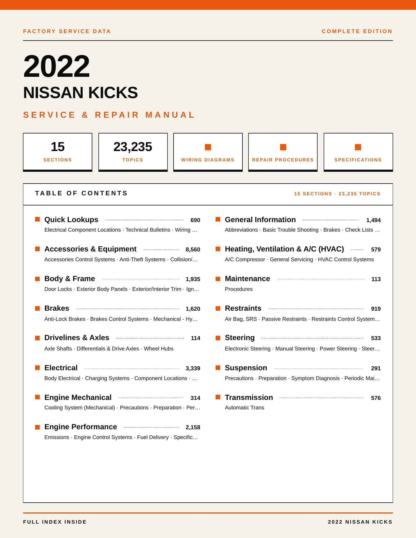2022 Nissan Kicks Service and Repair Manual preview page 1